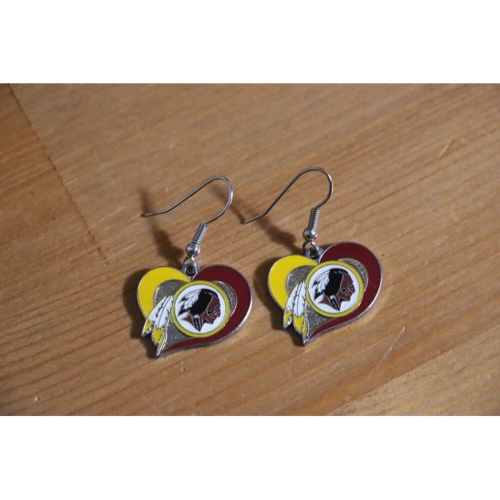 Vintage Washington Redskins Swirl Heart Dangle Earrings NFL